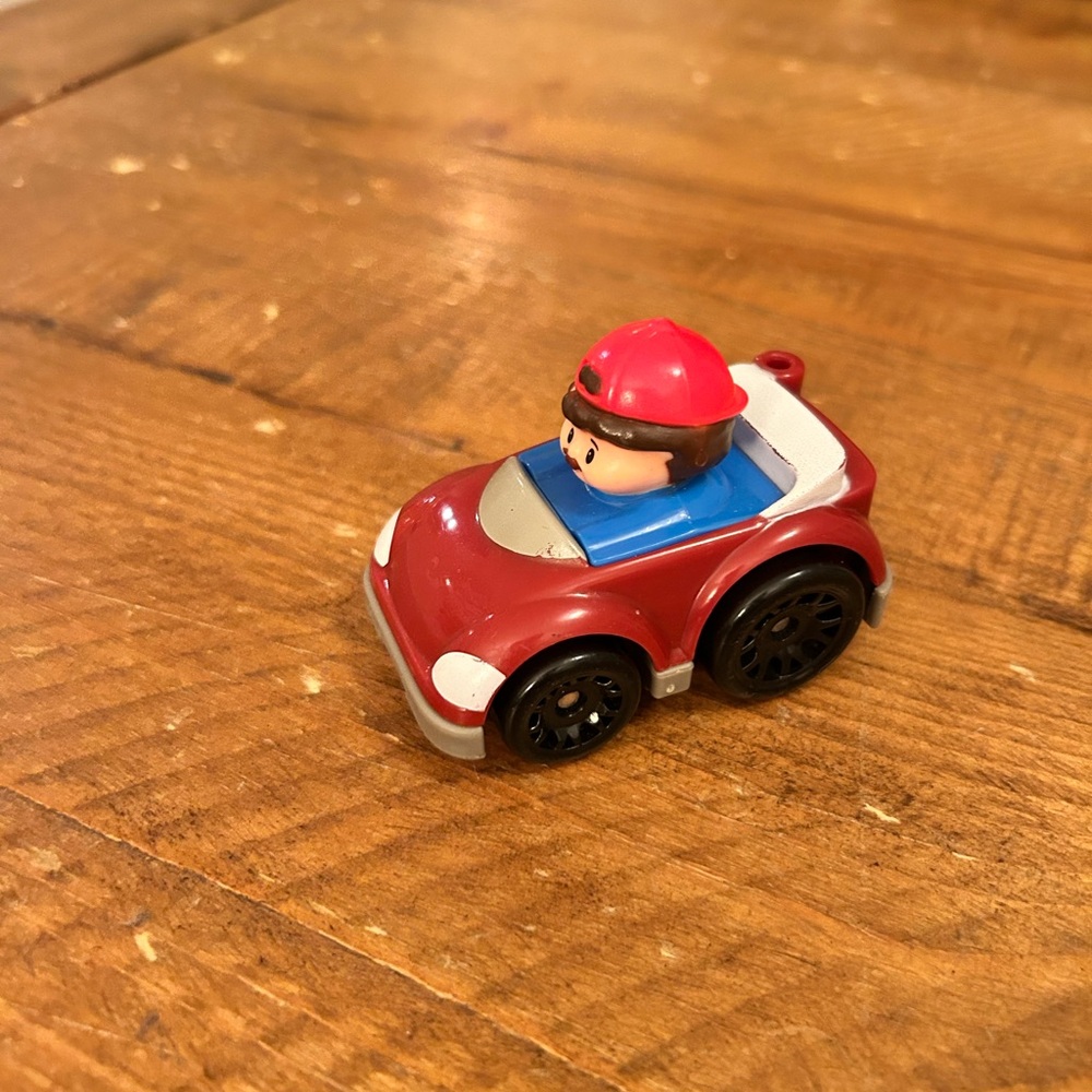 Fisher Price Little People maroon red car wheelie as is
